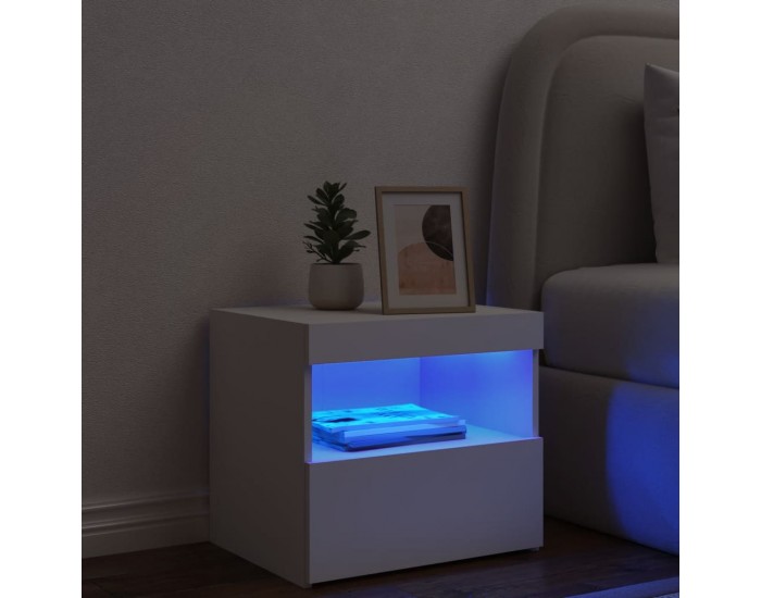 Sonata H Нощно шкафче с LED осветление, бяло, 50x40x45 см