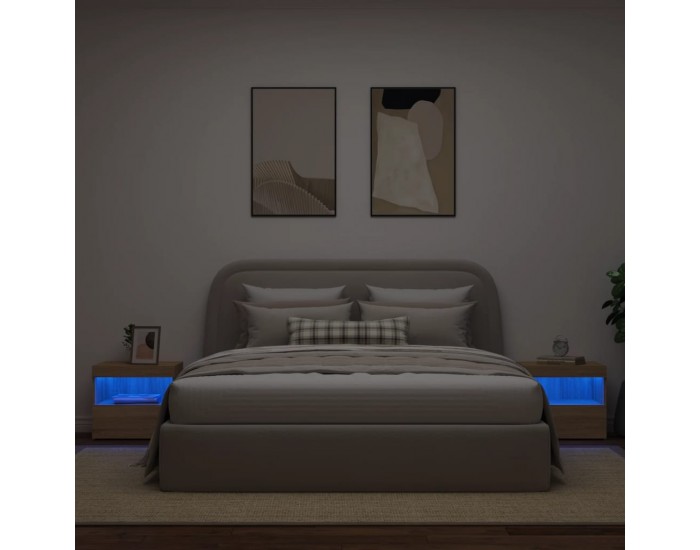 Sonata H Нощни шкафчета с LED осветление, 2 бр, сонома дъб, 50x40x45 см