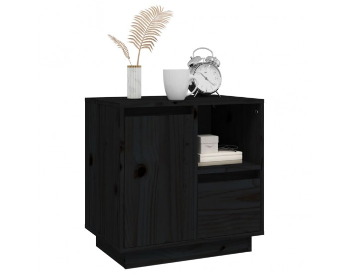 Sonata H Нощни шкафчета, 2 бр, черни, 50x34x50 см, борово дърво масив