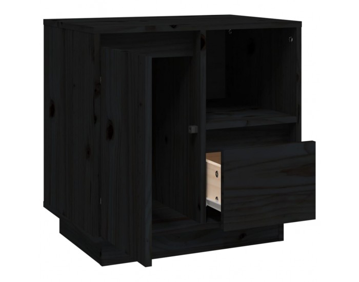 Sonata H Нощни шкафчета, 2 бр, черни, 50x34x50 см, борово дърво масив