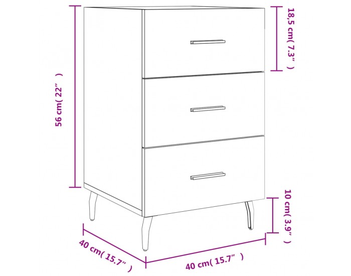 Sonata H Нощно шкафче, опушен дъб, 40x40x66 см, инженерно дърво
