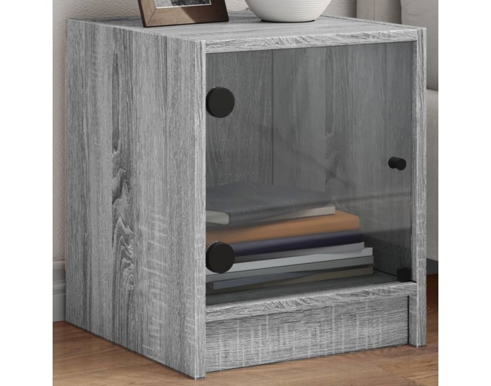 Sonata H Нощни шкафчета със стъклени врати 2 бр сив сонома 35x37x42 см
