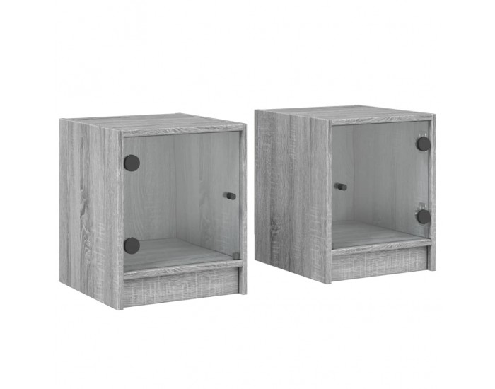 Sonata H Нощни шкафчета със стъклени врати 2 бр сив сонома 35x37x42 см