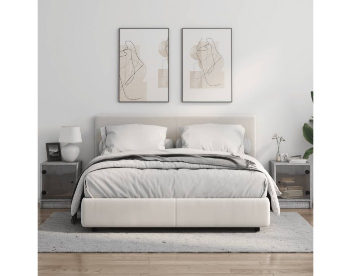 Sonata H Нощни шкафчета със стъклени врати 2 бр сив сонома 35x37x42 см