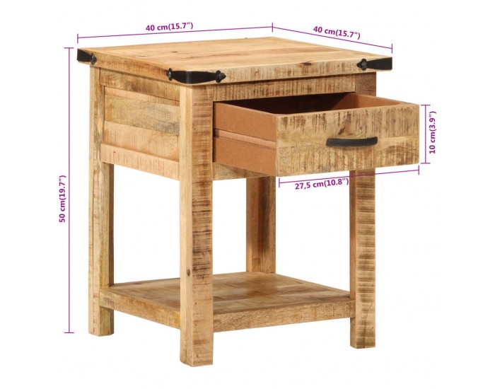 Sonata H Нощно шкафче, 40x40x50 см, мангово дърво масив