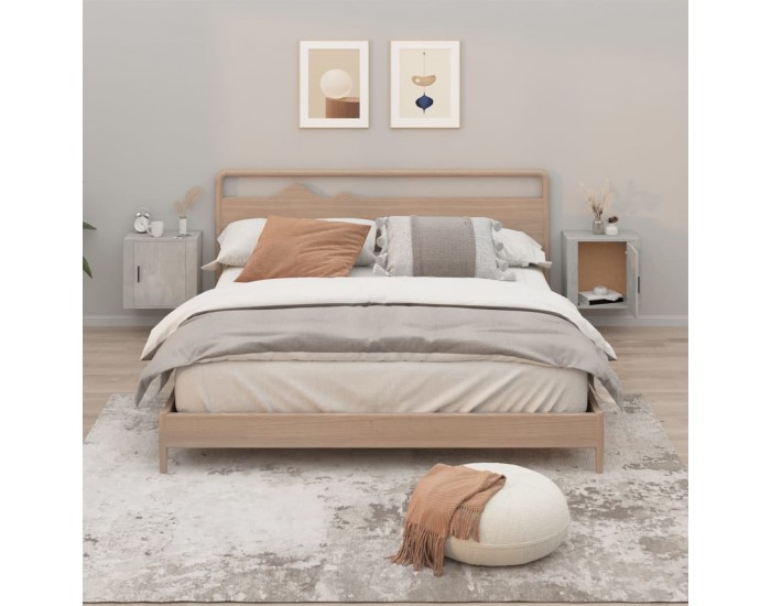 Sonata H Нощни шкафчета за стенен монтаж 2 бр бетонно сиви 50x30x47 см