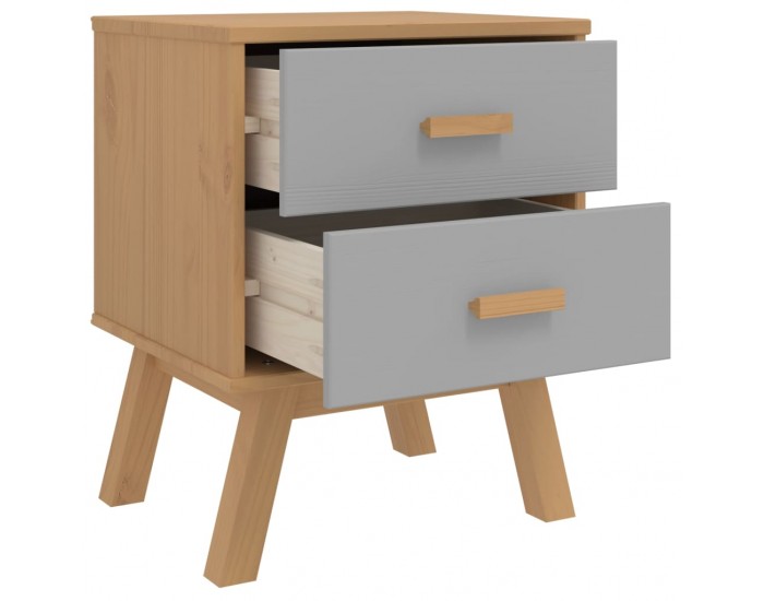 Sonata H Нощно шкафче OLDEN, сиво и кафяво, борово дърво масив