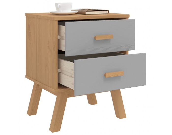 Sonata H Нощно шкафче OLDEN, сиво и кафяво, борово дърво масив