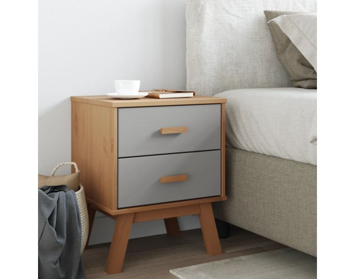 Sonata H Нощно шкафче OLDEN, сиво и кафяво, борово дърво масив