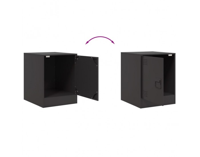 Sonata H Нощни шкафчета, 2 бр, черни, 34,5x39х44 см, стомана