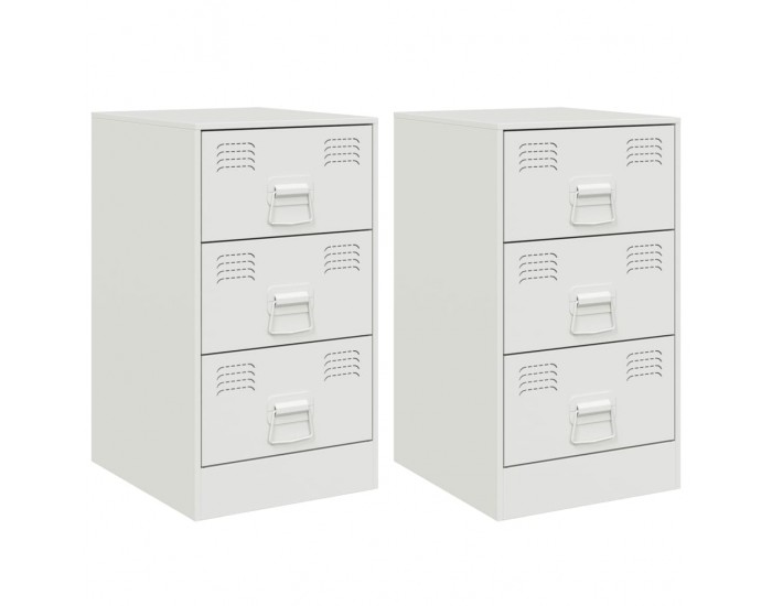 Sonata H Нощни шкафчета, 2 бр, бели, 34,5x39x62 см, стомана