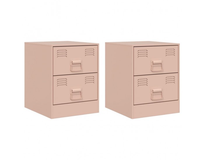 Sonata H Нощни шкафчета, 2 бр, розови, 34,5x39х44 см, стомана
