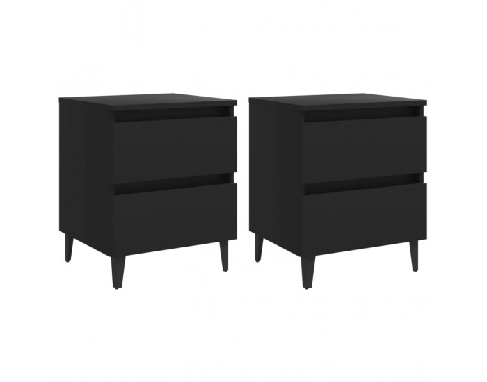 Sonata H Нощни шкафчета, 2 бр, черни, 40x35x50 см, инженерно дърво