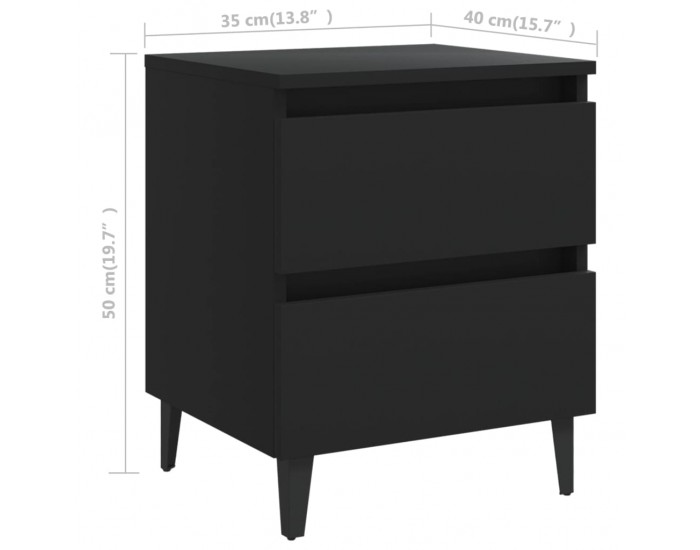 Sonata H Нощни шкафчета, 2 бр, черни, 40x35x50 см, инженерно дърво