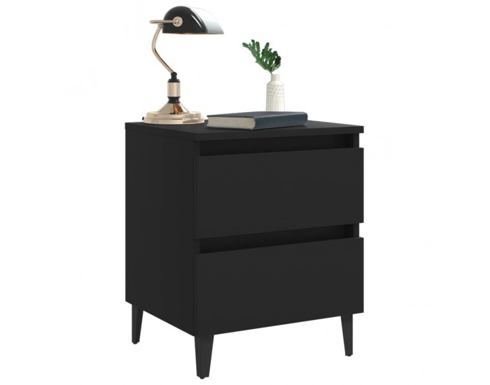 Sonata H Нощни шкафчета, 2 бр, черни, 40x35x50 см, инженерно дърво