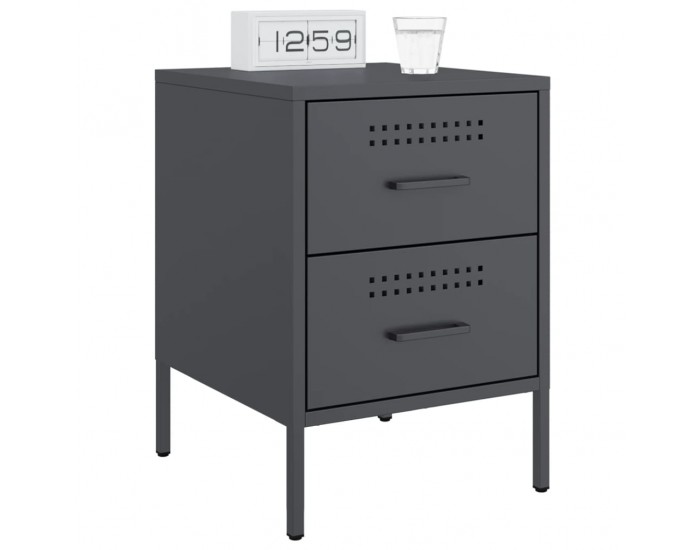 Sonata H Нощни шкафчета, 2 бр, антрацит, 36x39x50,5 см, стомана