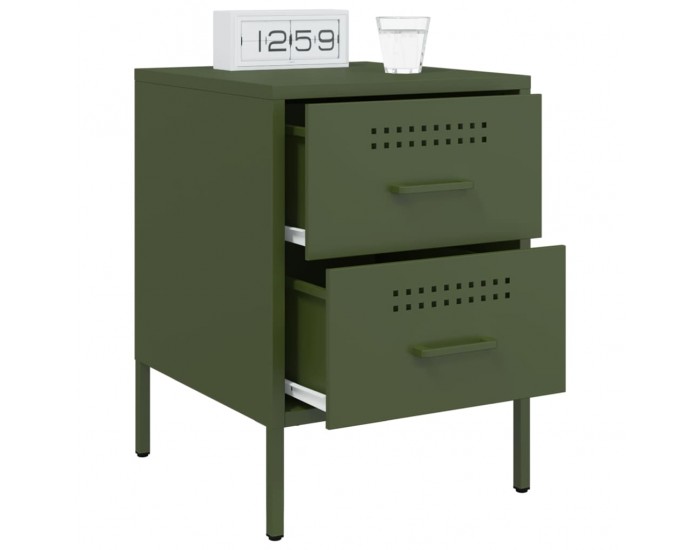 Sonata H Нощни шкафчета 2 бр маслиненозелени 36x39x50,5 см стомана