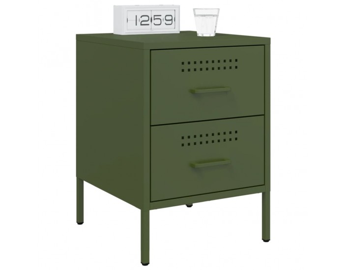 Sonata H Нощни шкафчета 2 бр маслиненозелени 36x39x50,5 см стомана