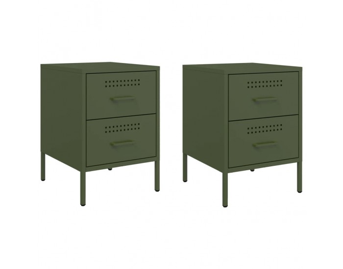 Sonata H Нощни шкафчета 2 бр маслиненозелени 36x39x50,5 см стомана