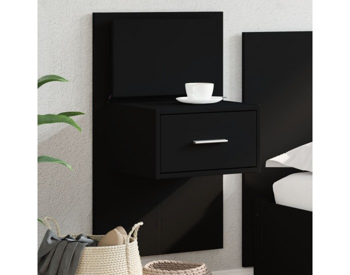 Sonata H Нощно шкафче за стена с LED светлини, черно