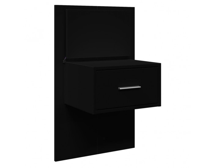 Sonata H Нощно шкафче за стена с LED светлини, черно
