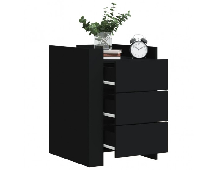 Sonata H Нощно шкафче, черно, 45x50x65 см, инженерно дърво