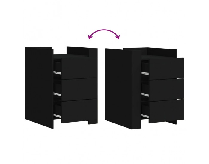 Sonata H Нощно шкафче, черно, 45x50x65 см, инженерно дърво