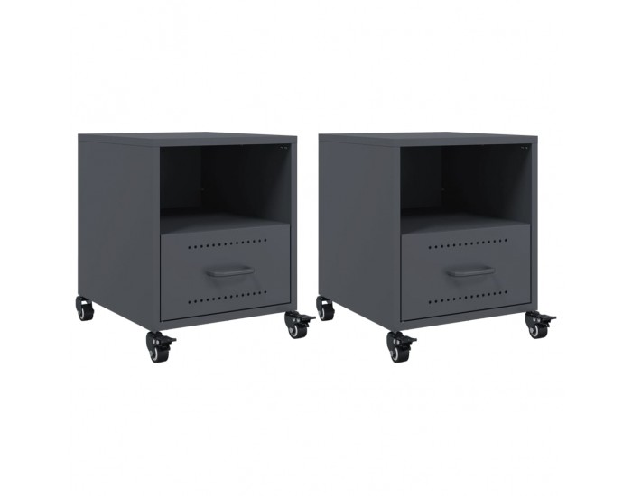 Sonata H Нощни шкафчета, 2 бр, антрацит, 36x39x43,5 см, стомана