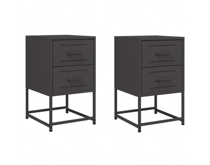 Sonata H Нощни шкафчета 2 бр черен 36x39x60,5 см стомана