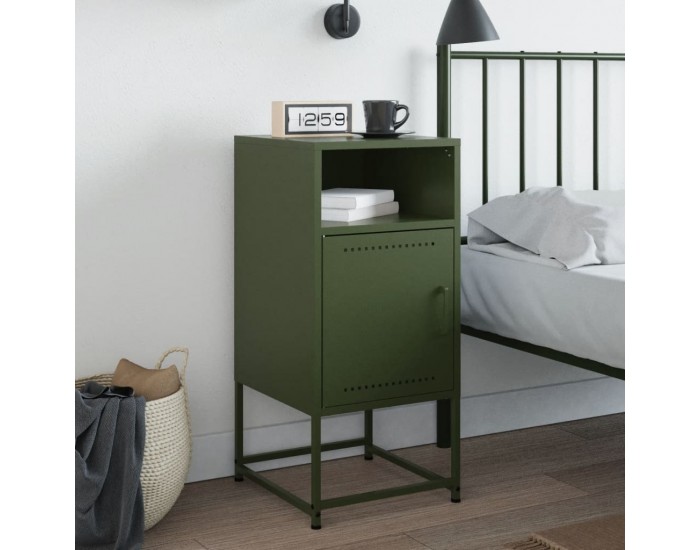 Sonata H Нощно шкафче, маслиненозелено, 36x39x78 см, стомана