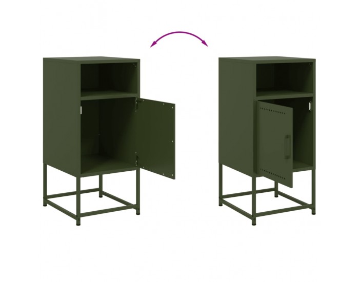 Sonata H Нощно шкафче, маслиненозелено, 36x39x78 см, стомана