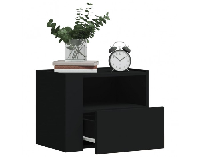 Sonata H Нощно шкафче за стенен монтаж, черно, 45x30x35 см