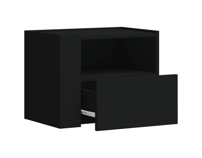 Sonata H Нощно шкафче за стенен монтаж, черно, 45x30x35 см