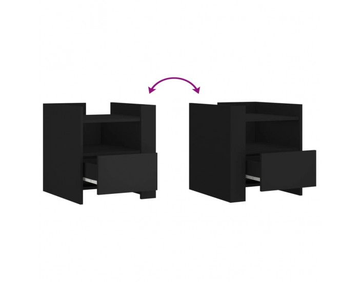 Sonata H Нощно шкафче, черно, 45x50x50 см, инженерно дърво