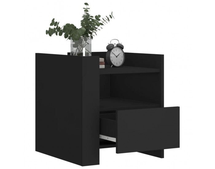 Sonata H Нощно шкафче, черно, 45x50x50 см, инженерно дърво