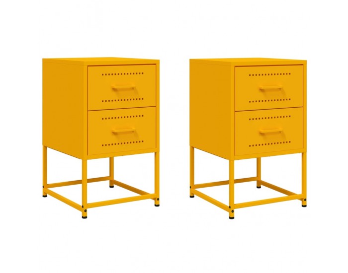 Sonata H Нощни шкафчета 2 бр горчица жълто 36x39x60,5 см стомана