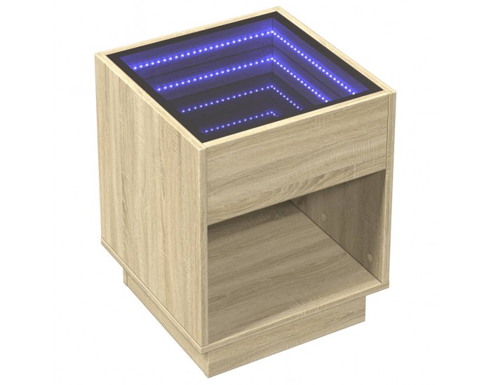Sonata H Нощна масичка с Infinity LED, дъб сонома, 40x40x50 см
