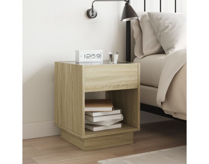 Sonata H Нощна масичка с Infinity LED, дъб сонома, 40x40x50 см