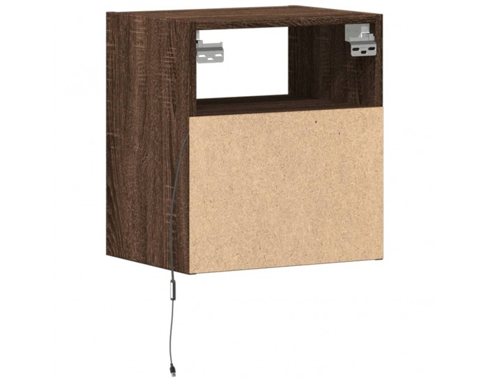 Sonata H Нощни шкафчета за стена с LED осветление, 2 бр, кафяв дъб