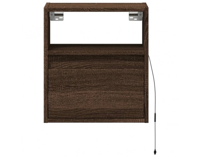 Sonata H Нощни шкафчета за стена с LED осветление, 2 бр, кафяв дъб