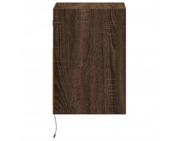 Sonata H Нощни шкафчета за стена с LED осветление, 2 бр, кафяв дъб