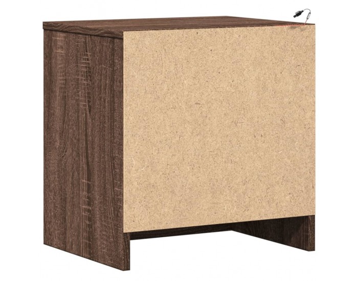 Sonata H Нощни шкафчета с LED, 2 бр, Кафяв дъб, инженерно дърво