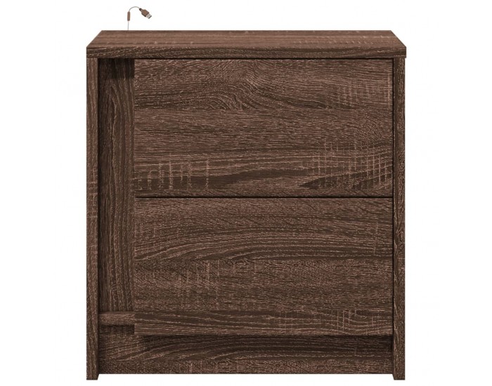 Sonata H Нощни шкафчета с LED, 2 бр, Кафяв дъб, инженерно дърво