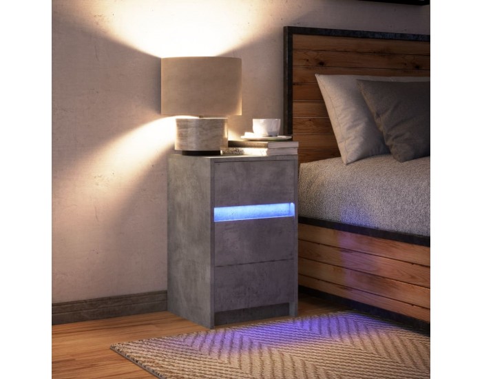 Sonata H Нощно шкафче с LED осветление, бетонно сив, инженерно дърво