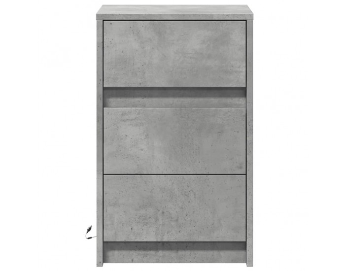 Sonata H Нощно шкафче с LED осветление, бетонно сив, инженерно дърво