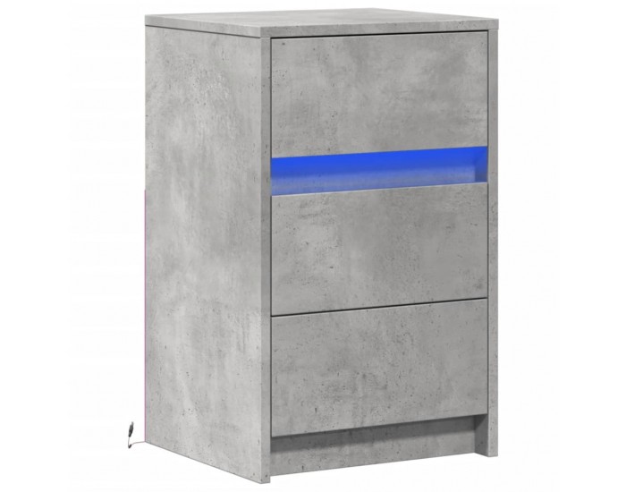 Sonata H Нощно шкафче с LED осветление, бетонно сив, инженерно дърво