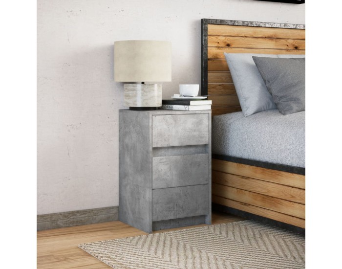 Sonata H Нощно шкафче с LED осветление, бетонно сив, инженерно дърво