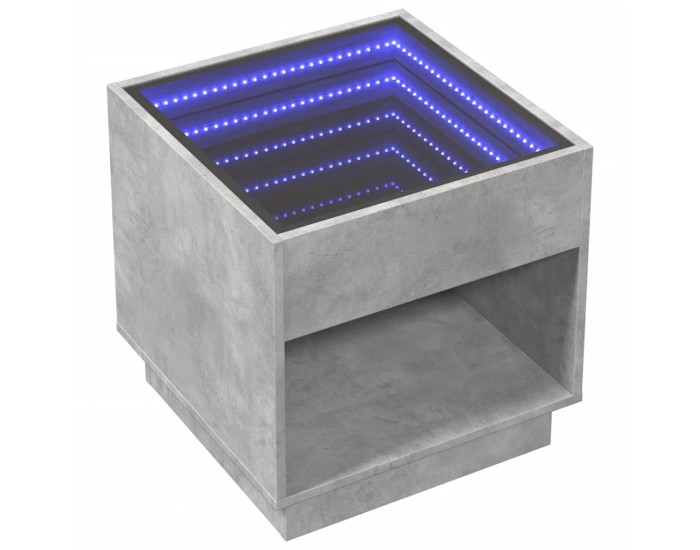 Sonata H Нощна масичка с Infinity LED, бетонно сива, 50x50x50 см