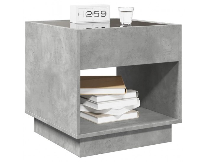 Sonata H Нощна масичка с Infinity LED, бетонно сива, 50x50x50 см