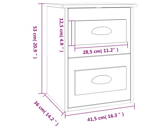Sonata H Нощно шкафче за стенен монтаж, сонома дъб, 41,5x36x53 см